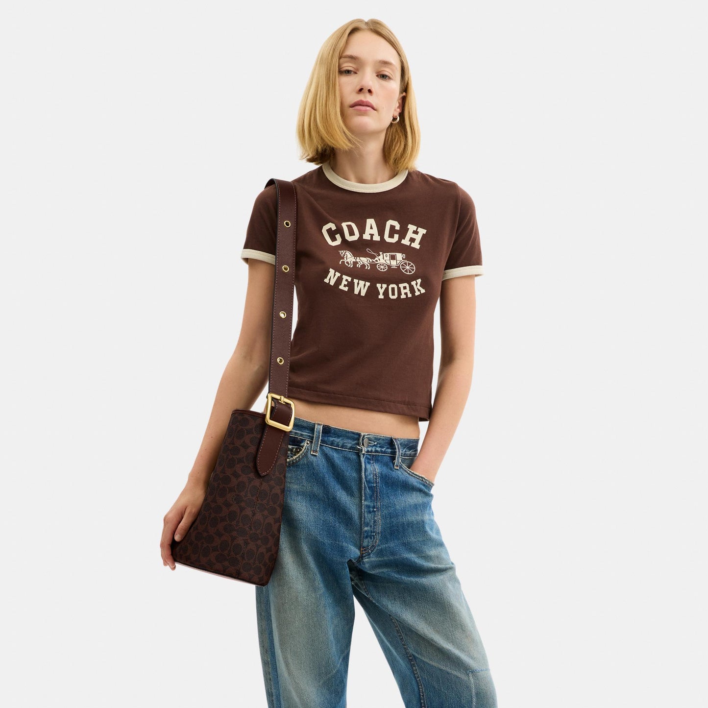 CCT55-Bleecker Bucket Bag In Signature Canvas-B4/Maple Maple