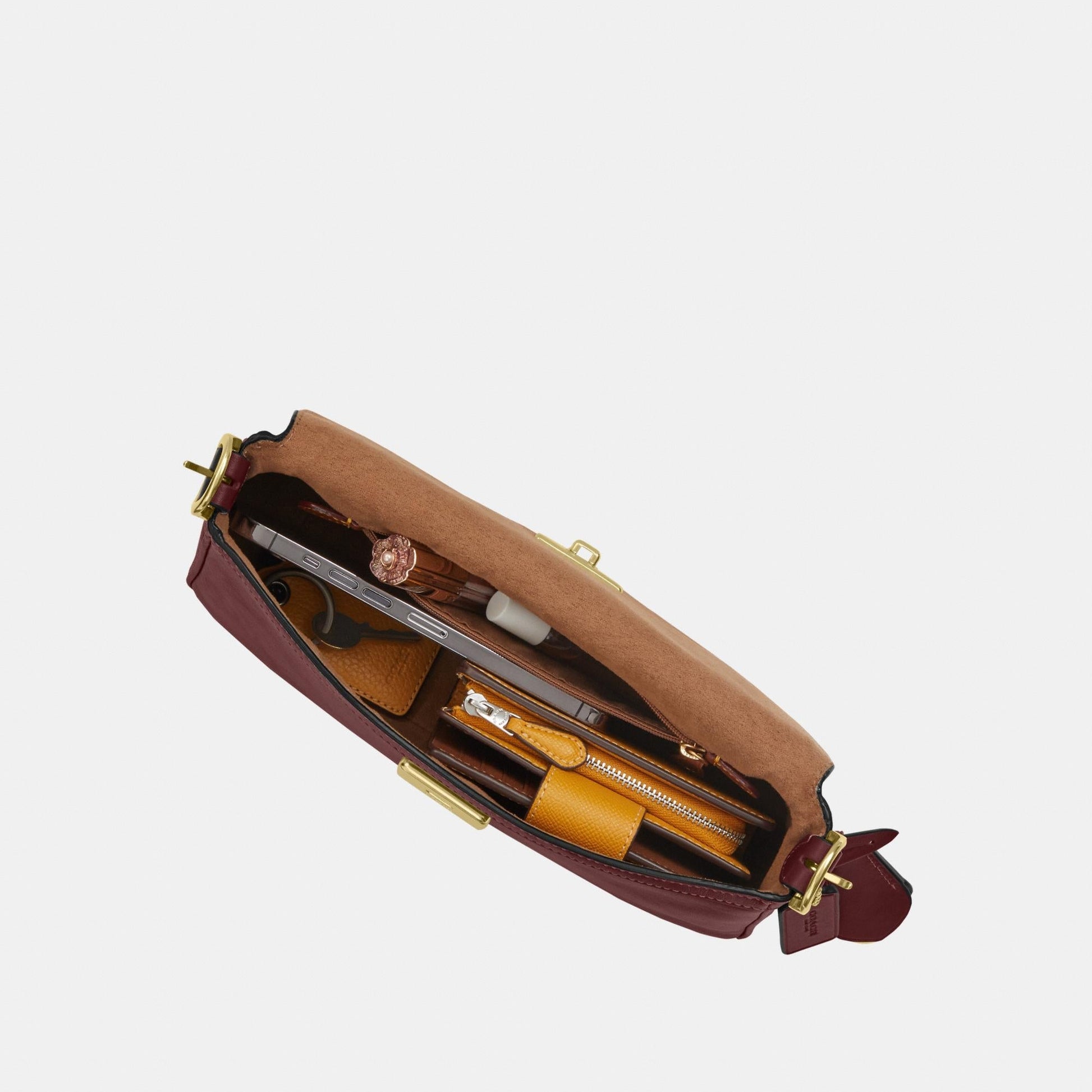 CCV63-Etta Small Flap Shoulder Bag-Im/Maroon