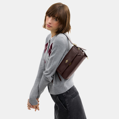 CCV63-Etta Small Flap Shoulder Bag-Im/Espresso