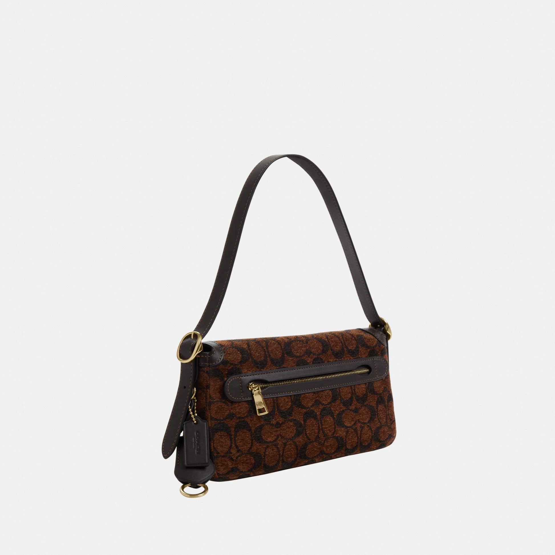 CCV65-Etta Small Flap Shoulder Bag in Signature Chenille-Im/Truffle