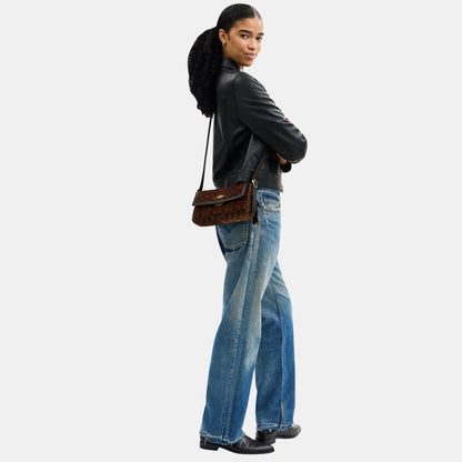 CCV65-Etta Small Flap Shoulder Bag in Signature Chenille-Im/Truffle