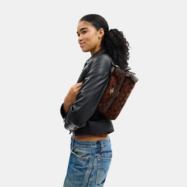 Etta Small Flap Shoulder Bag in Signature Chenille