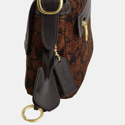 CCV65-Etta Small Flap Shoulder Bag in Signature Chenille-Im/Truffle