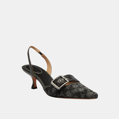 CCV94-Margot Slingback in Crystal Signature Jacquard-Black