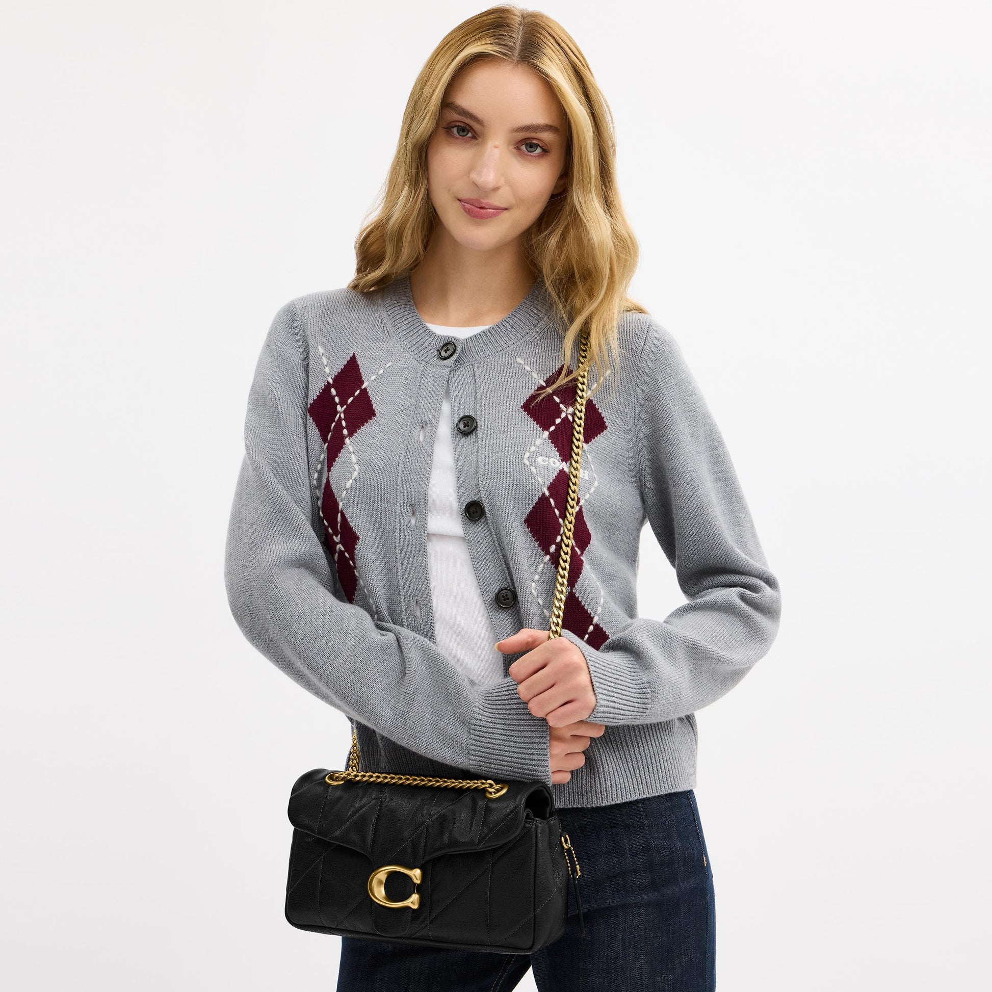 CCW83-Soft Quilted Tabby Shoulder Bag 26-B4/Black
