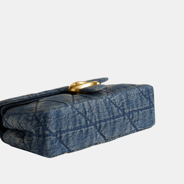 Soft Quilted Loved Denim Tabby Shoulder Bag 26