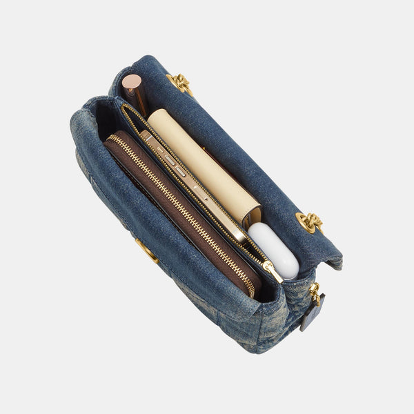 Soft Quilted Loved Denim Tabby Shoulder Bag 26