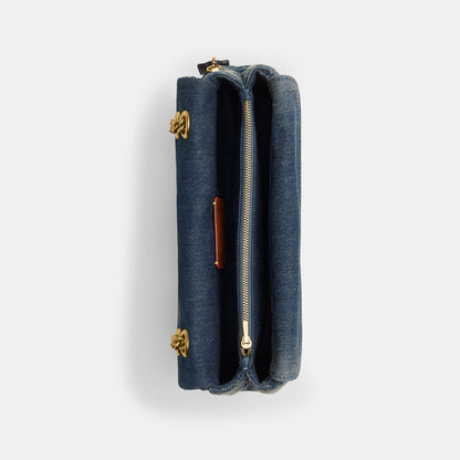 CCX38-Soft Quilted Loved Denim Tabby Shoulder Bag 26-B4/Dark Indigo