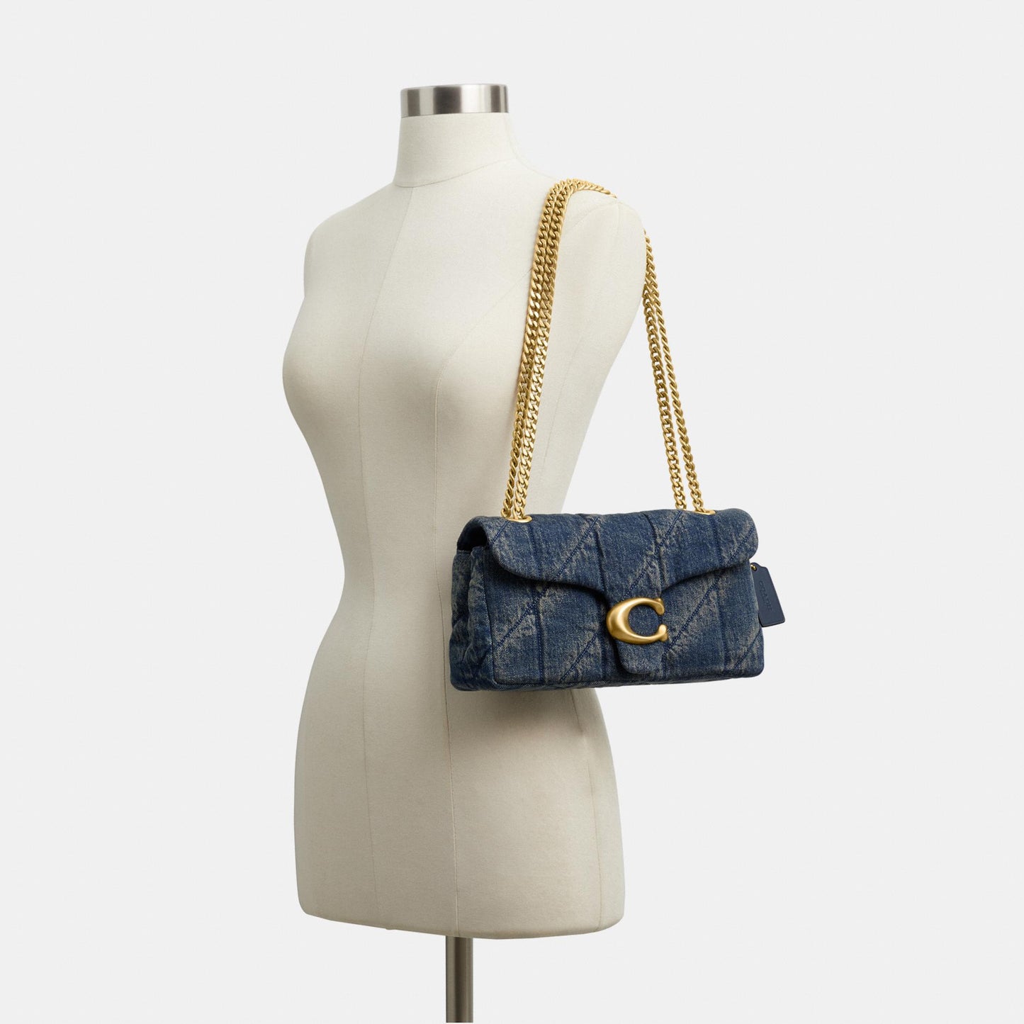 CCX38-Soft Quilted Loved Denim Tabby Shoulder Bag 26-B4/Dark Indigo