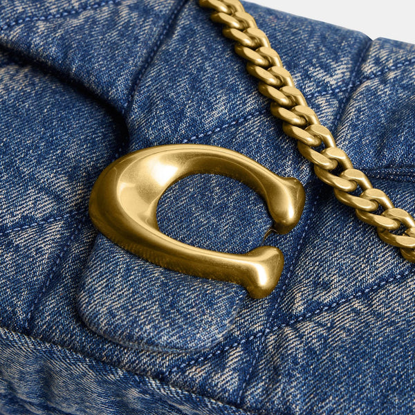 Soft Quilted Loved Denim Tabby Shoulder Bag 26