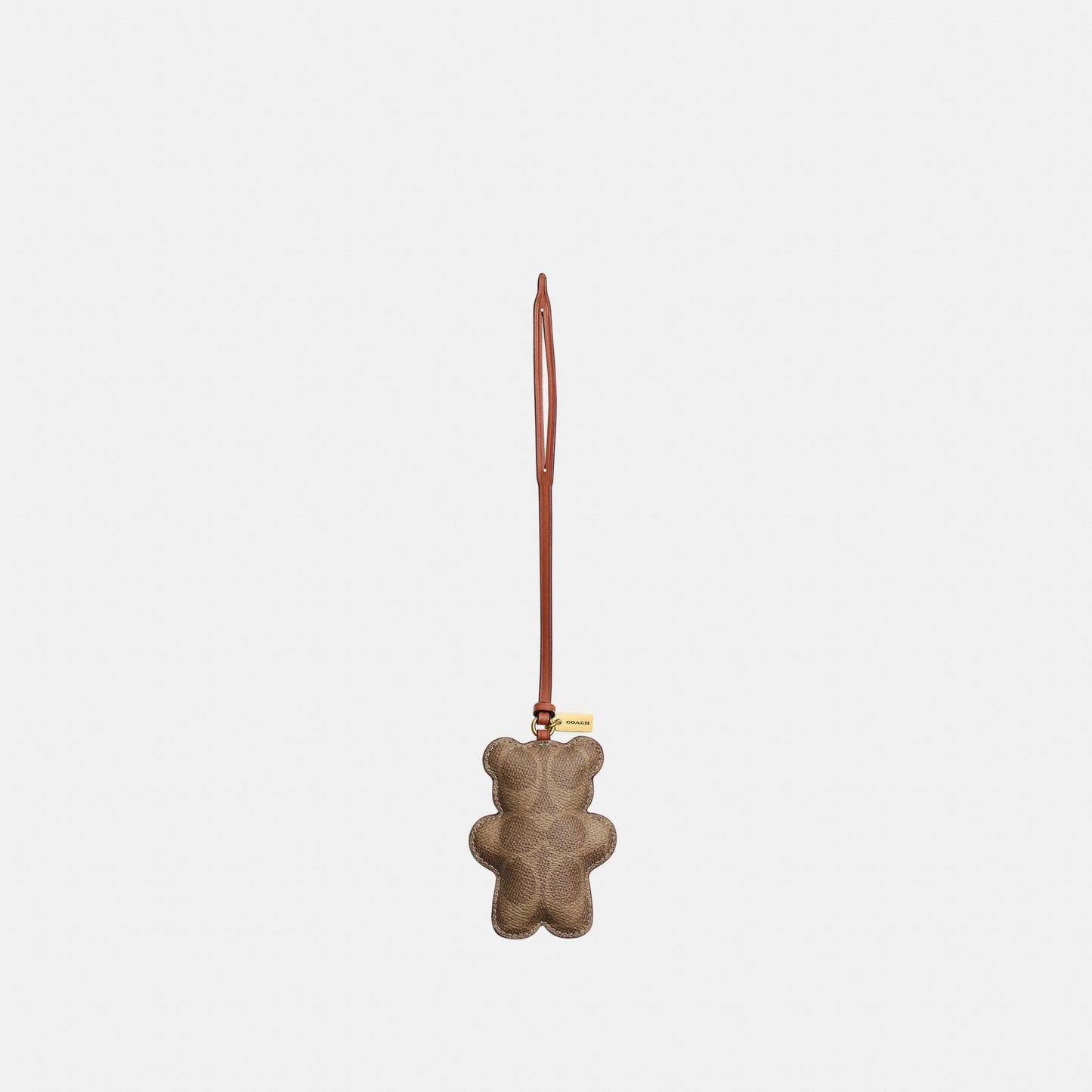 CCX44-Bear Puffy Bag Charm in Signature Canvas-B4/Tan Caramel