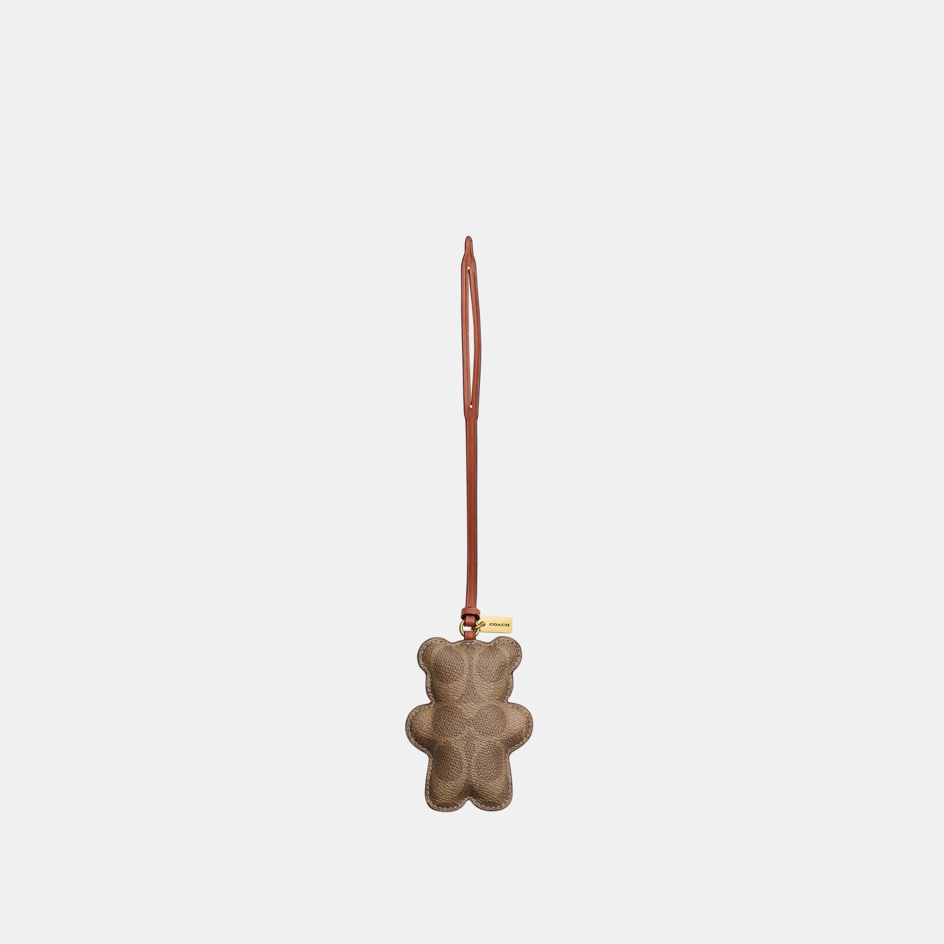 CCX44-Bear Puffy Bag Charm in Signature Canvas-B4/Tan Caramel
