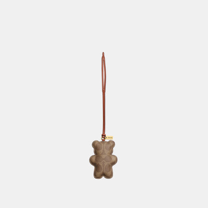 CCX44-Bear Puffy Bag Charm in Signature Canvas-B4/Tan Caramel