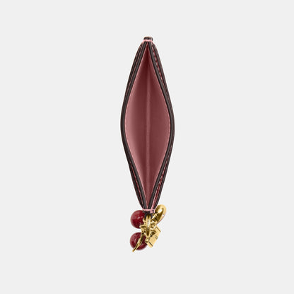 CCY14-Spazzolato Leather Essential Card Case with Charm-B4/Peony