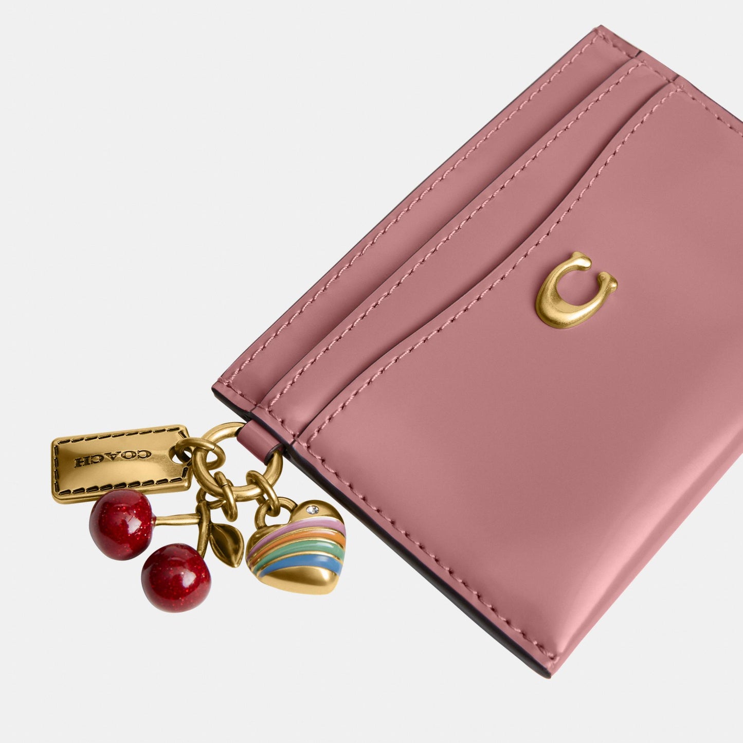 CCY14-Spazzolato Leather Essential Card Case with Charm-B4/Peony