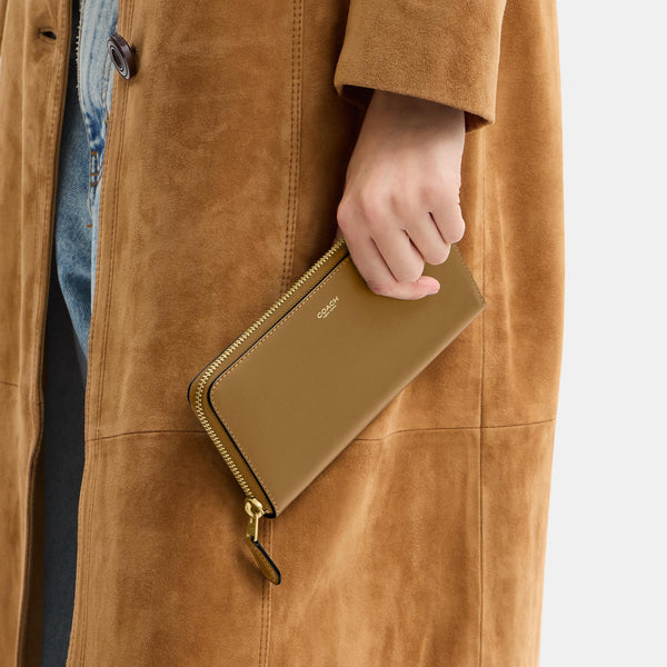 Refined Calf Leather New York Slim Accordion Zip Wallet