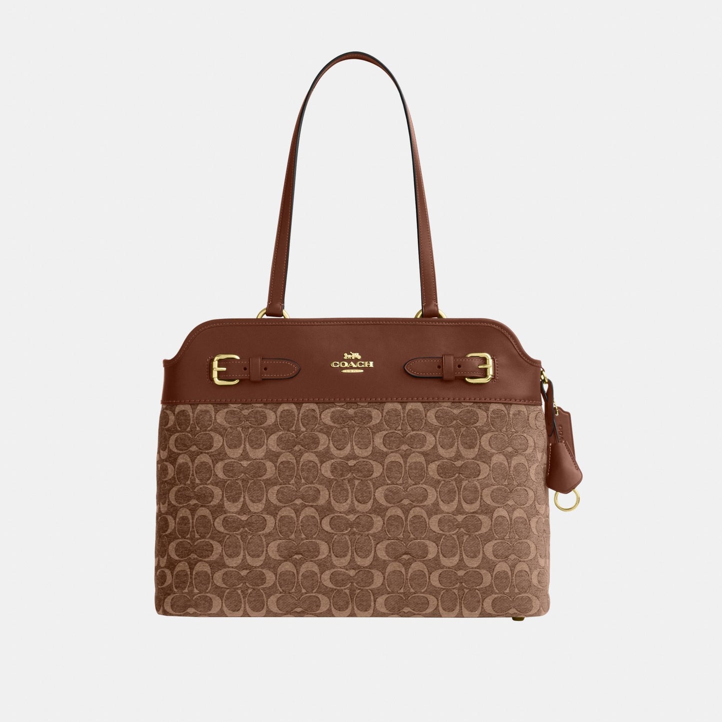CCZ08-Easton Tote Bag in Signature Chenille-Im/Light Khaki/Vintage Brown