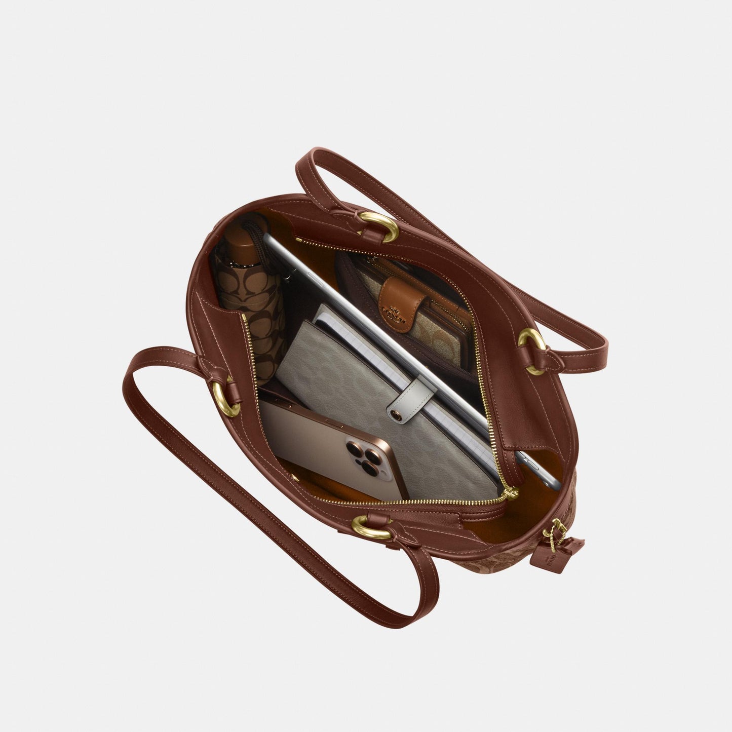 CCZ08-Easton Tote Bag in Signature Chenille-Im/Light Khaki/Vintage Brown