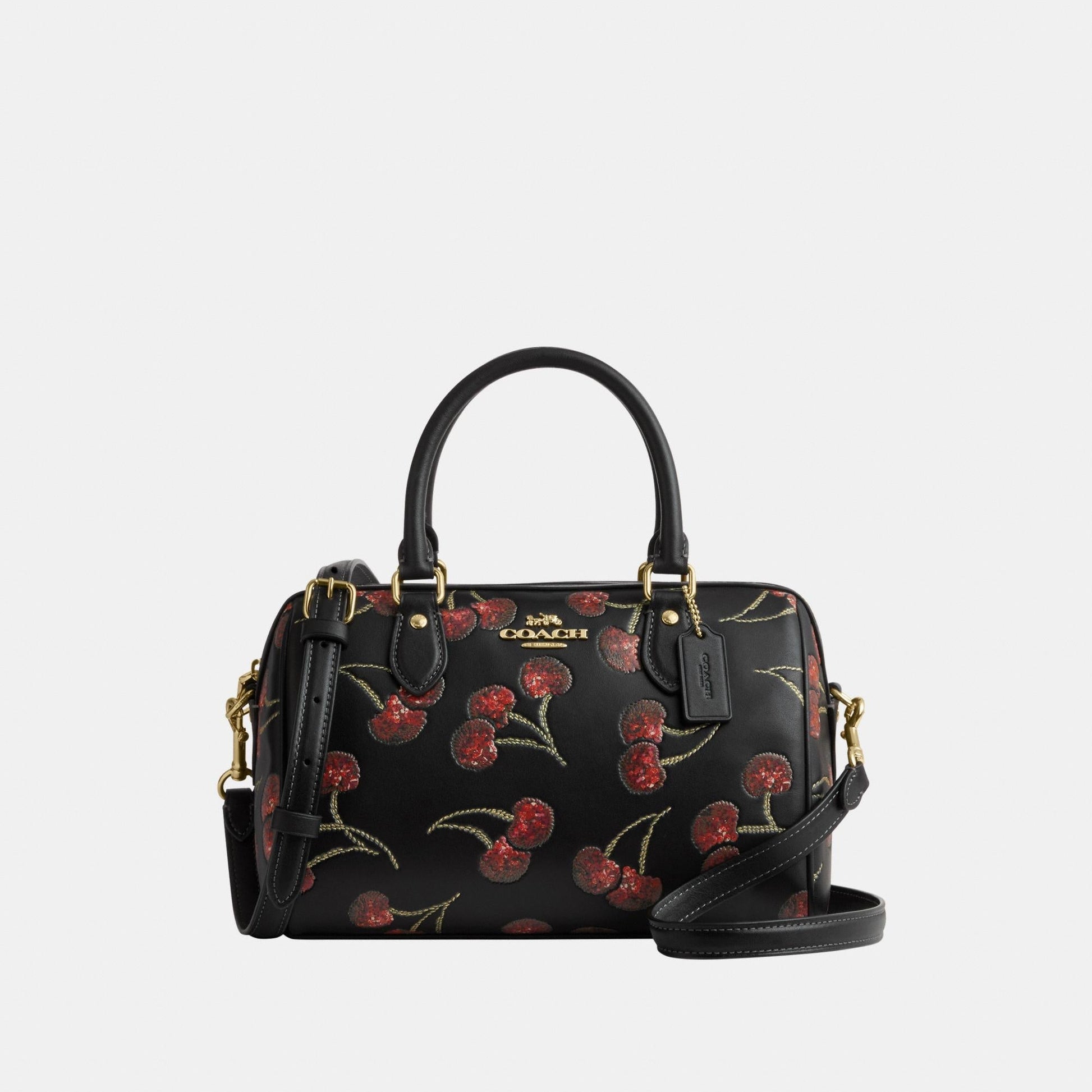 CCZ15-Rowan Satchel Bag with Cherry Print-Im/Black Multi