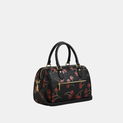CCZ15-Rowan Satchel Bag with Cherry Print-Im/Black Multi