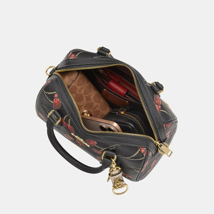 CCZ15-Rowan Satchel Bag with Cherry Print-Im/Black Multi