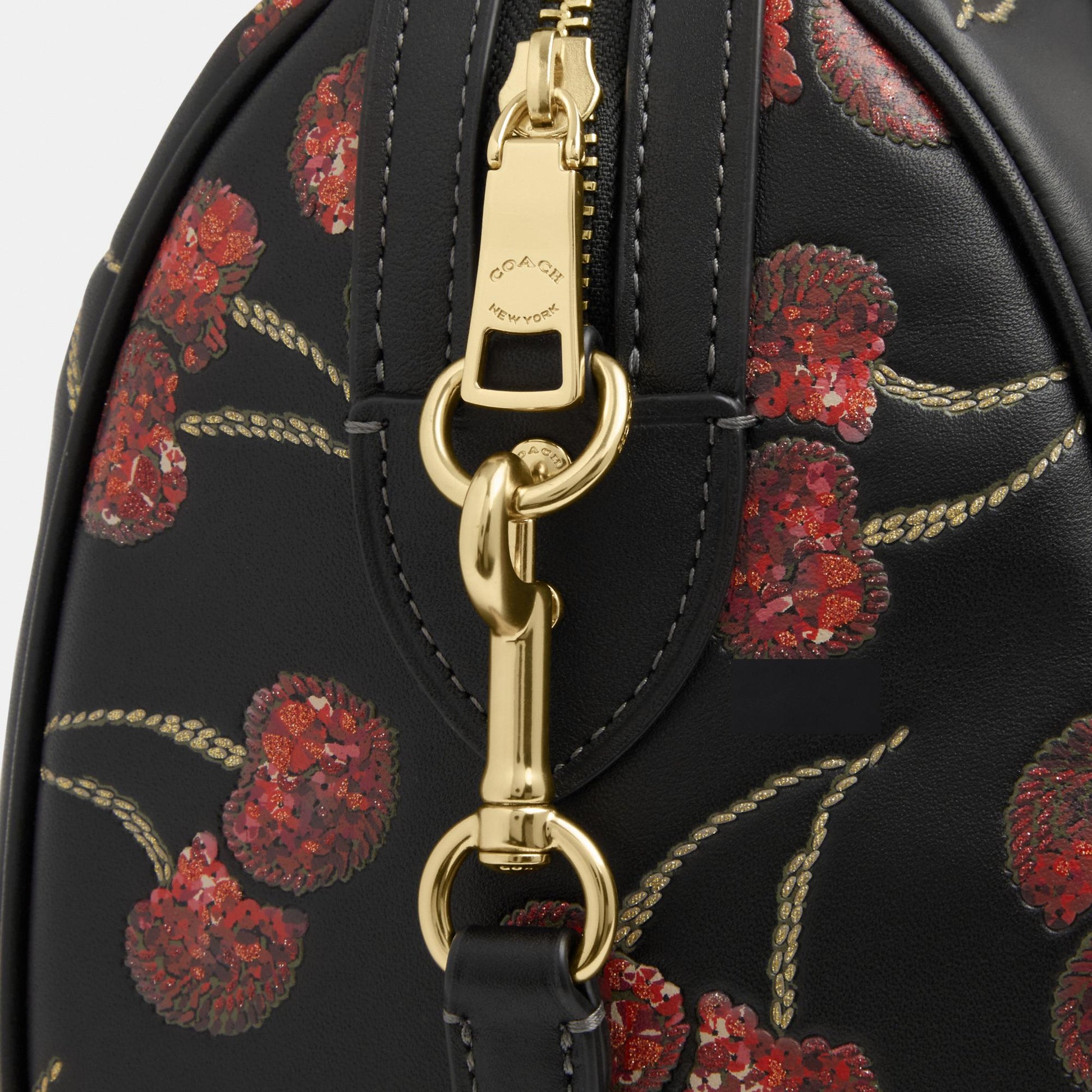 CCZ15-Rowan Satchel Bag with Cherry Print-Im/Black Multi
