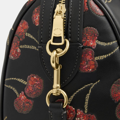 CCZ15-Rowan Satchel Bag with Cherry Print-Im/Black Multi