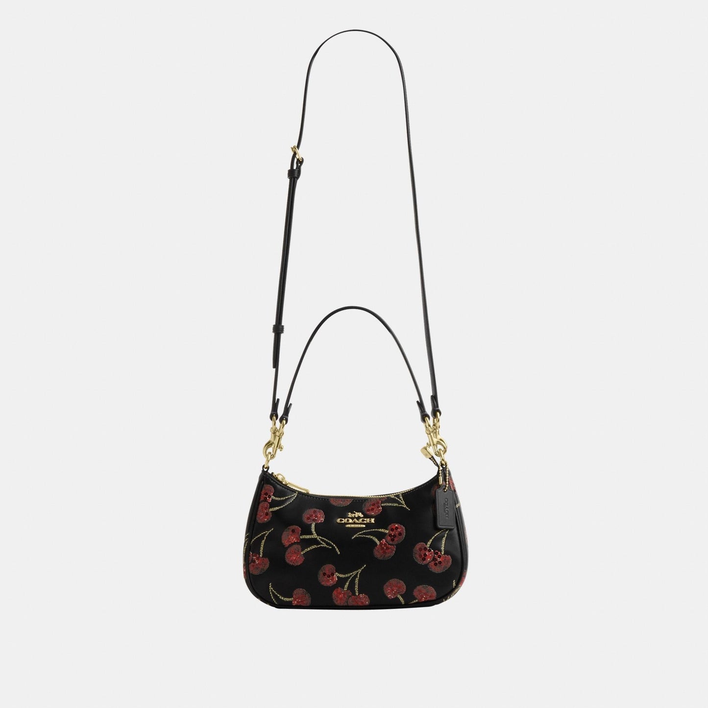 CCZ16-Teri Shoulder Bag with Cherry Print-Im/Black Multi