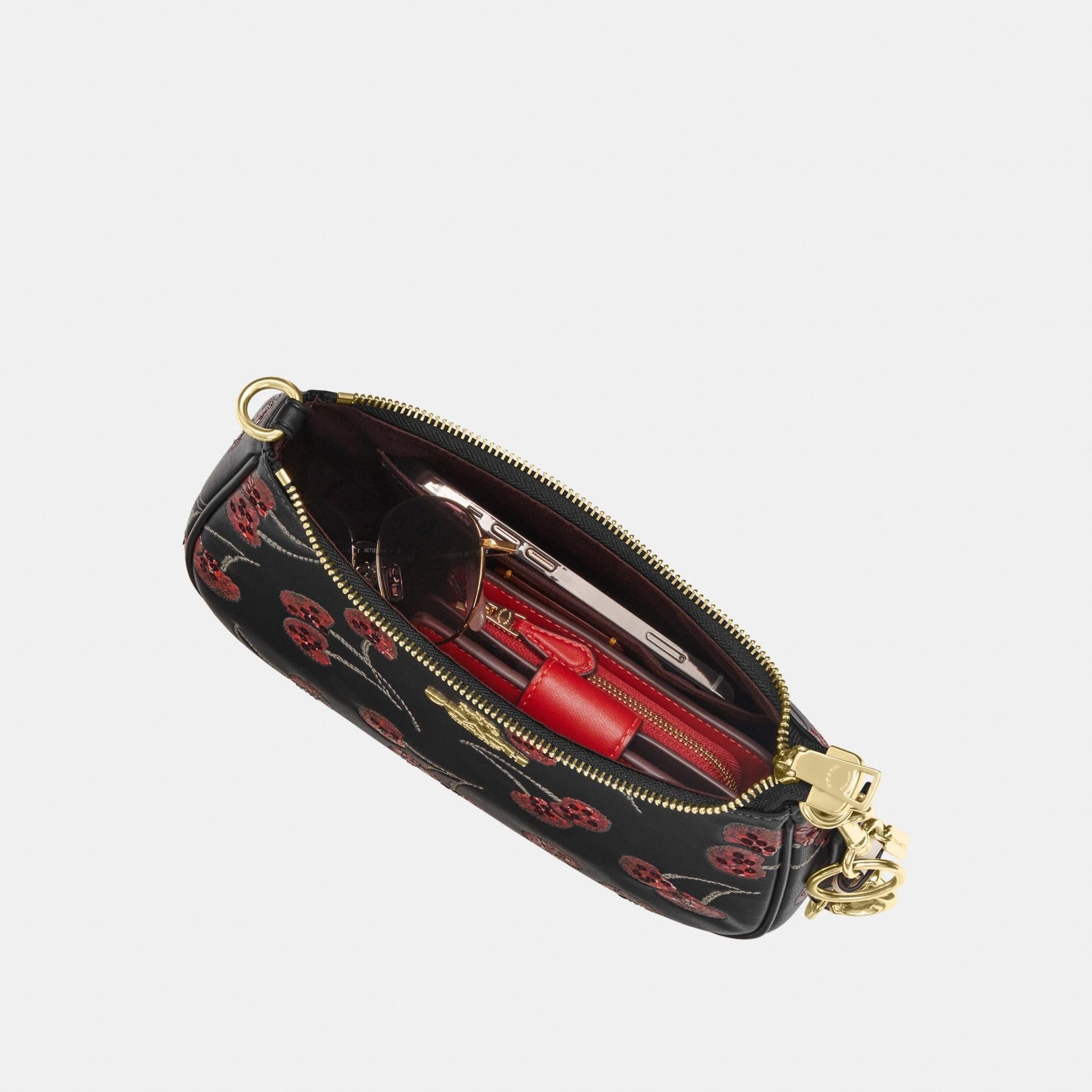 CCZ16-Teri Shoulder Bag with Cherry Print-Im/Black Multi