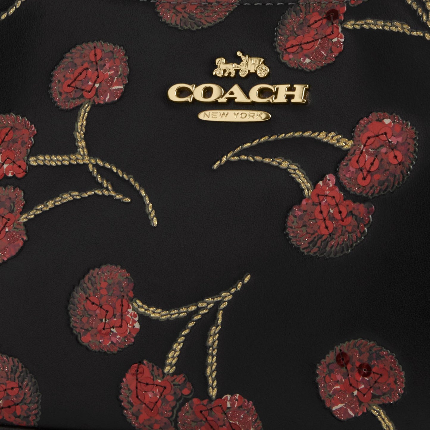 CCZ16-Teri Shoulder Bag with Cherry Print-Im/Black Multi