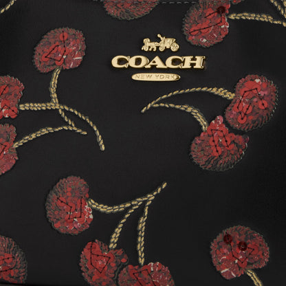 CCZ16-Teri Shoulder Bag with Cherry Print-Im/Black Multi
