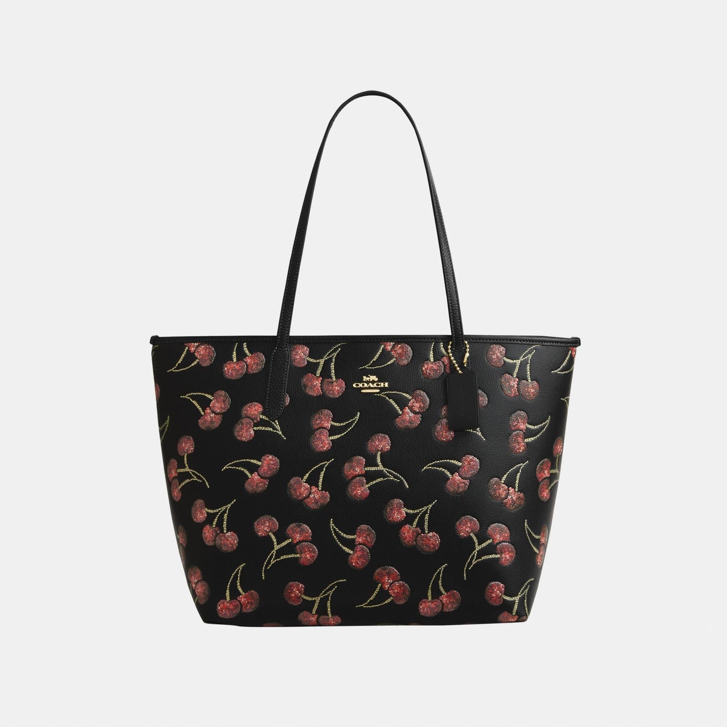 CCZ18-City Tote Bag with Cherry Print-Im/Black Multi