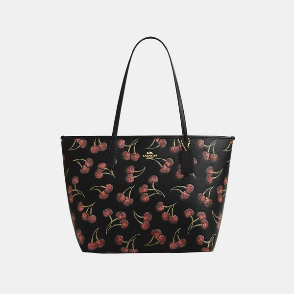 City Tote Bag with Cherry Print