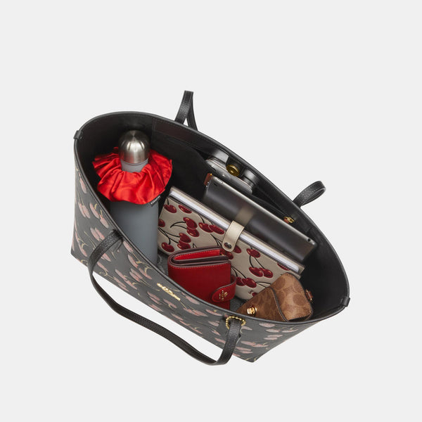 City Tote Bag with Cherry Print