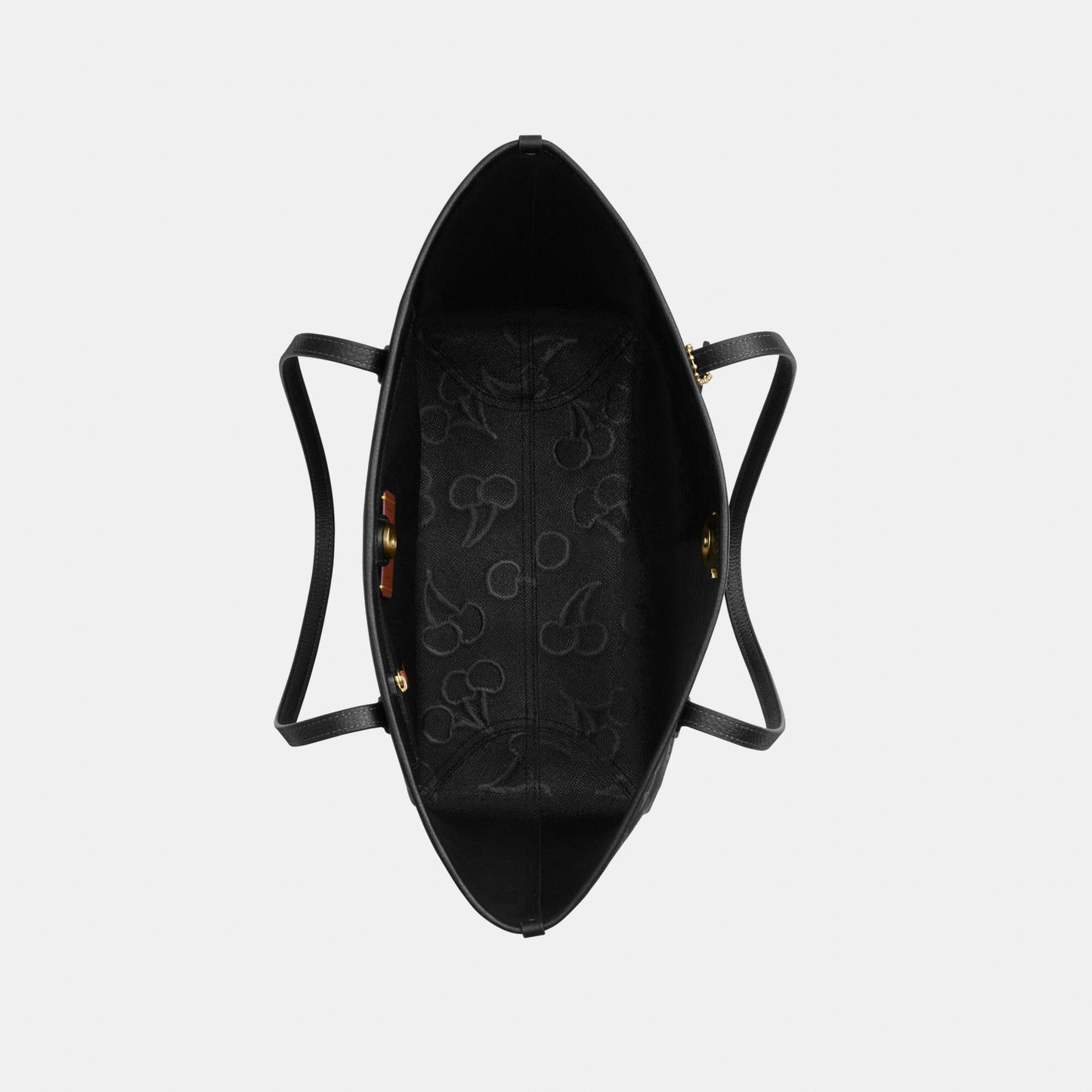 CCZ18-City Tote Bag with Cherry Print-Im/Black Multi