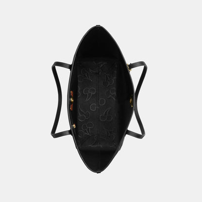 CCZ18-City Tote Bag with Cherry Print-Im/Black Multi