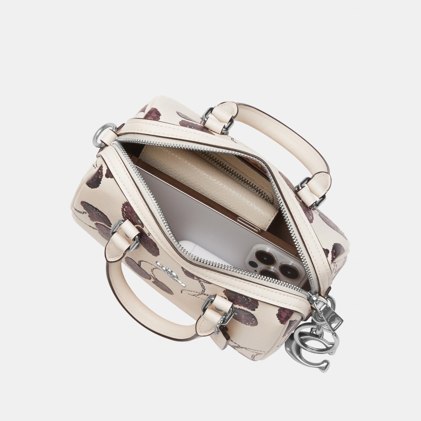 CCZ20-Mini Rowan Crossbody Bag with Cherry Print-Sv/Chalk Multi