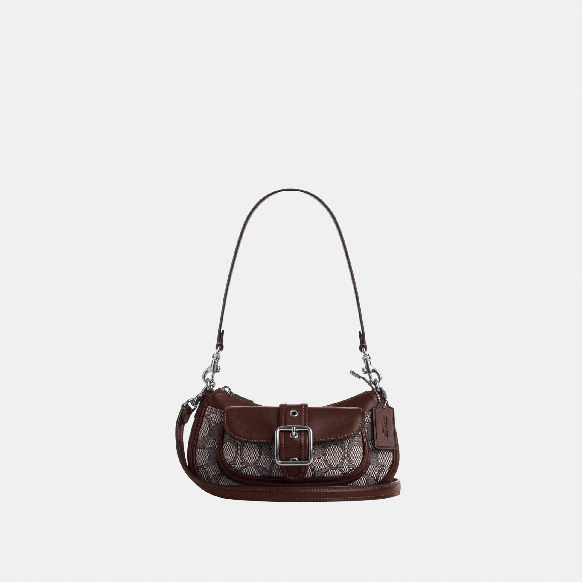 CDB18-Ashton Mini Shoulder Bag in Signature Jacquard-Sv/Oak/Maple