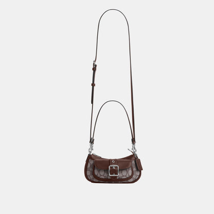 CDB18-Ashton Mini Shoulder Bag in Signature Jacquard-Sv/Oak/Maple