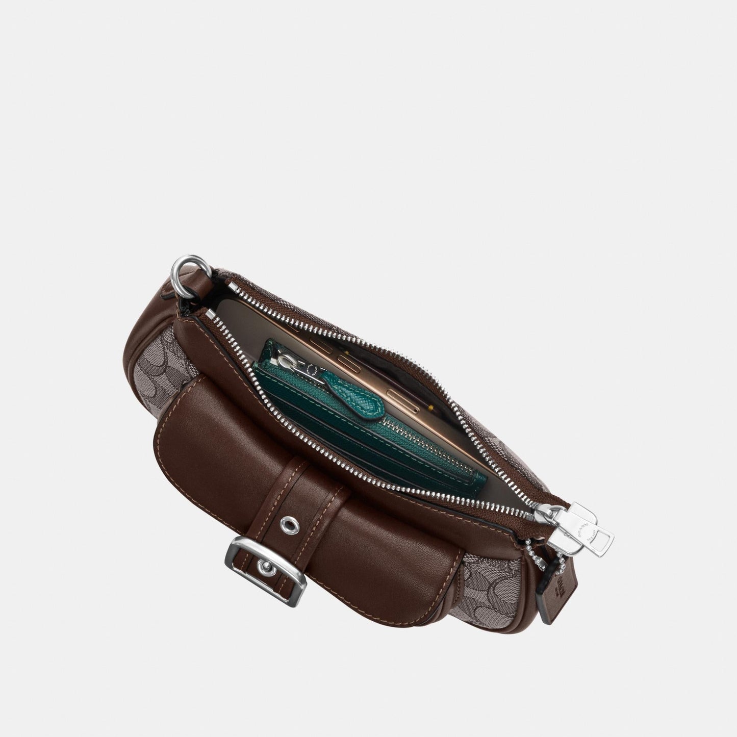 CDB18-Ashton Mini Shoulder Bag in Signature Jacquard-Sv/Oak/Maple