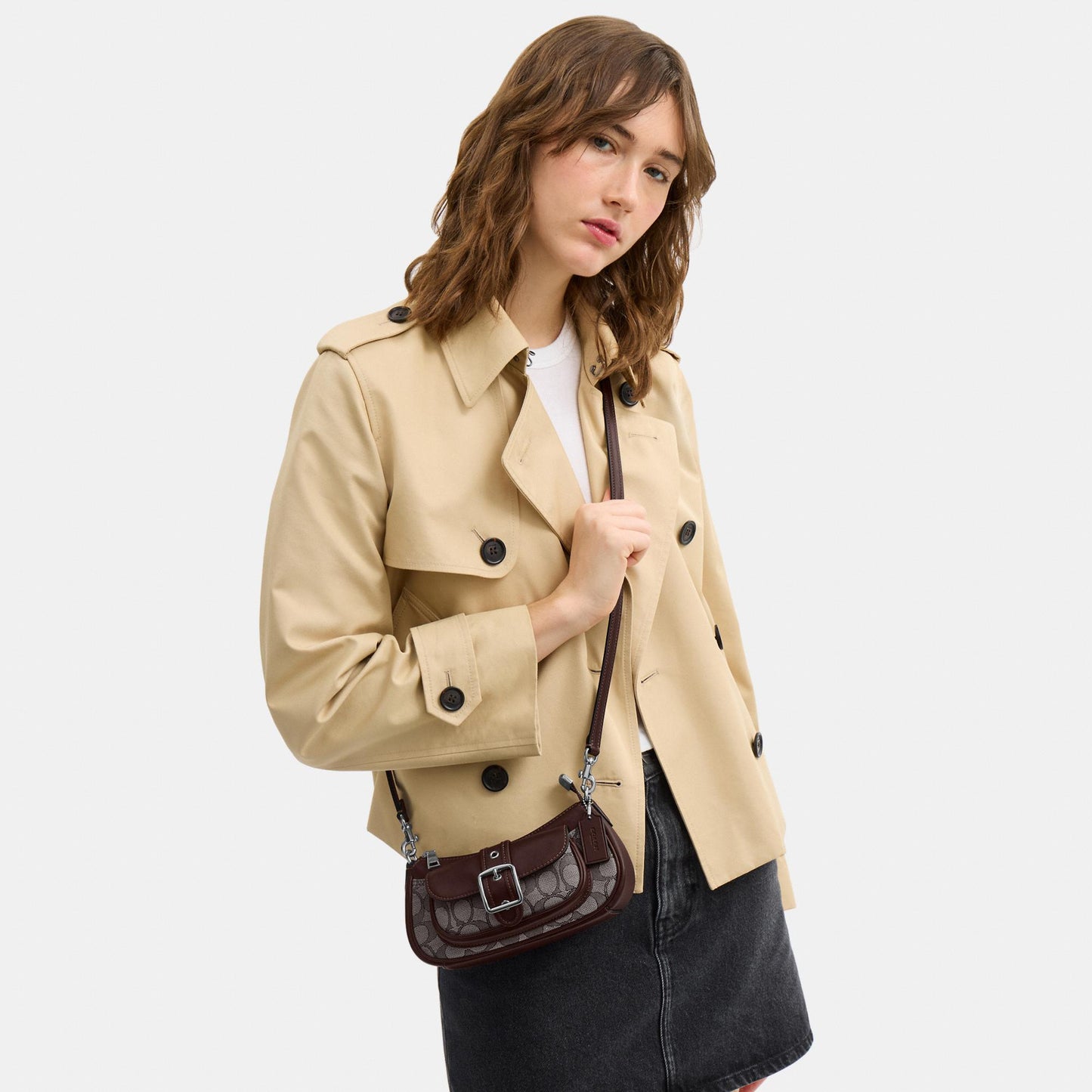 CDB18-Ashton Mini Shoulder Bag in Signature Jacquard-Sv/Oak/Maple