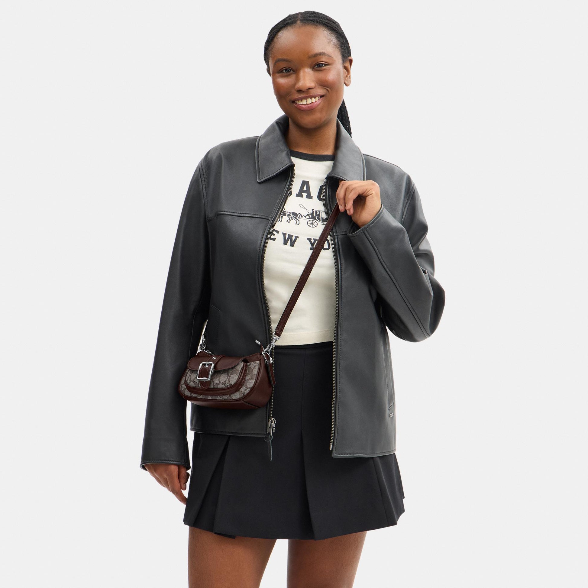 CDB18-Ashton Mini Shoulder Bag in Signature Jacquard-Sv/Oak/Maple