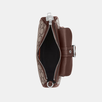 CDB18-Ashton Mini Shoulder Bag in Signature Jacquard-Sv/Oak/Maple