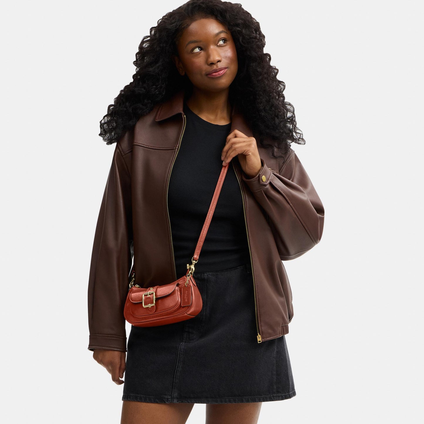 CDB19-Ashton Mini Shoulder Bag in Glazed Leather-Im/Cinnamon