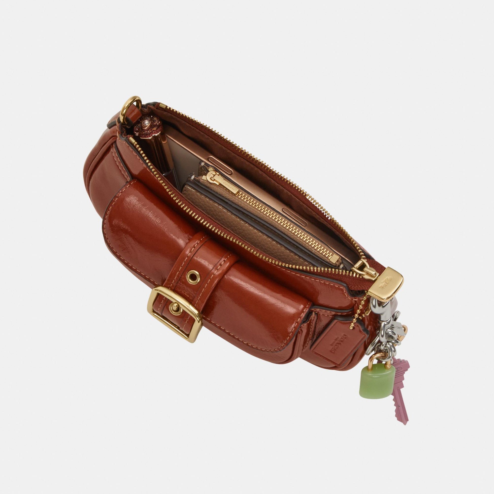 CDB19-Ashton Mini Shoulder Bag in Glazed Leather-Im/Cinnamon