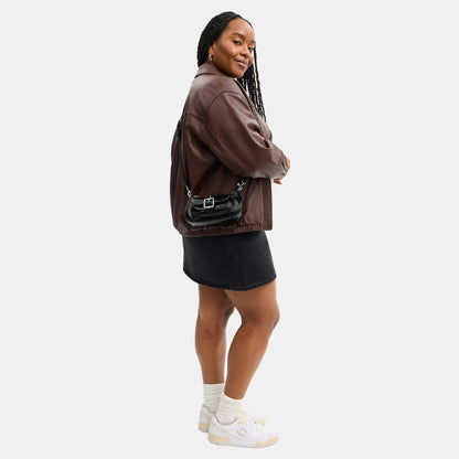 CDB19-Ashton Mini Shoulder Bag in Glazed Leather-Sv/Black