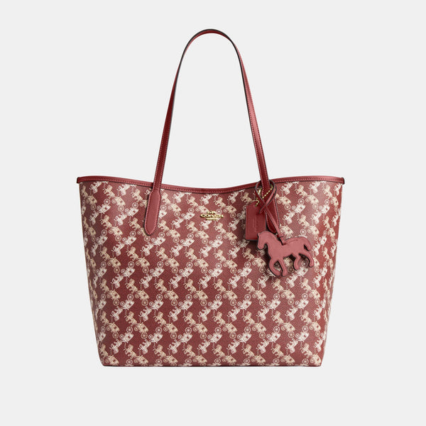 City Tote Bag with Horse and Carriage Print