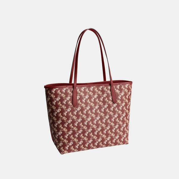 City Tote Bag with Horse and Carriage Print