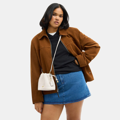 CDB67-Faye Mini Drawstring Bag with Ruching-Im/Chalk