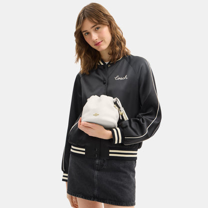 CDB67-Faye Mini Drawstring Bag with Ruching-Im/Chalk